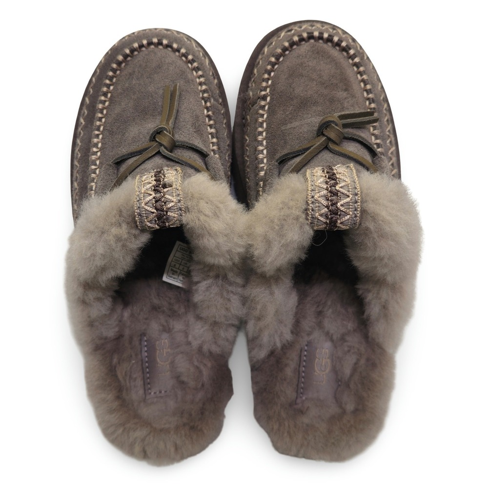 UGG Tazz Suede Platform Slippers Women 8 Caribou Excellent Tasman Braid 1158260 - Picture 5 of 8